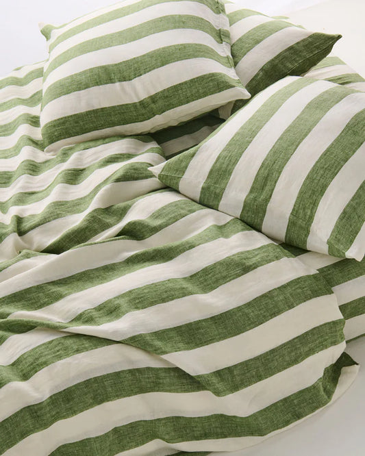 Moss Stripe Linen European Pillowcases (2P)