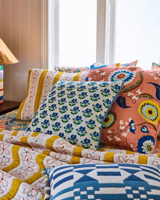 Kip & Co x Anna Spiro Indian Summer White Embroidered Cushion