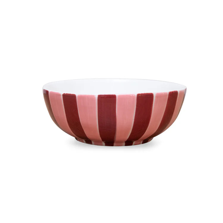 Medium Bowl - Pink and Burgundy Stripe