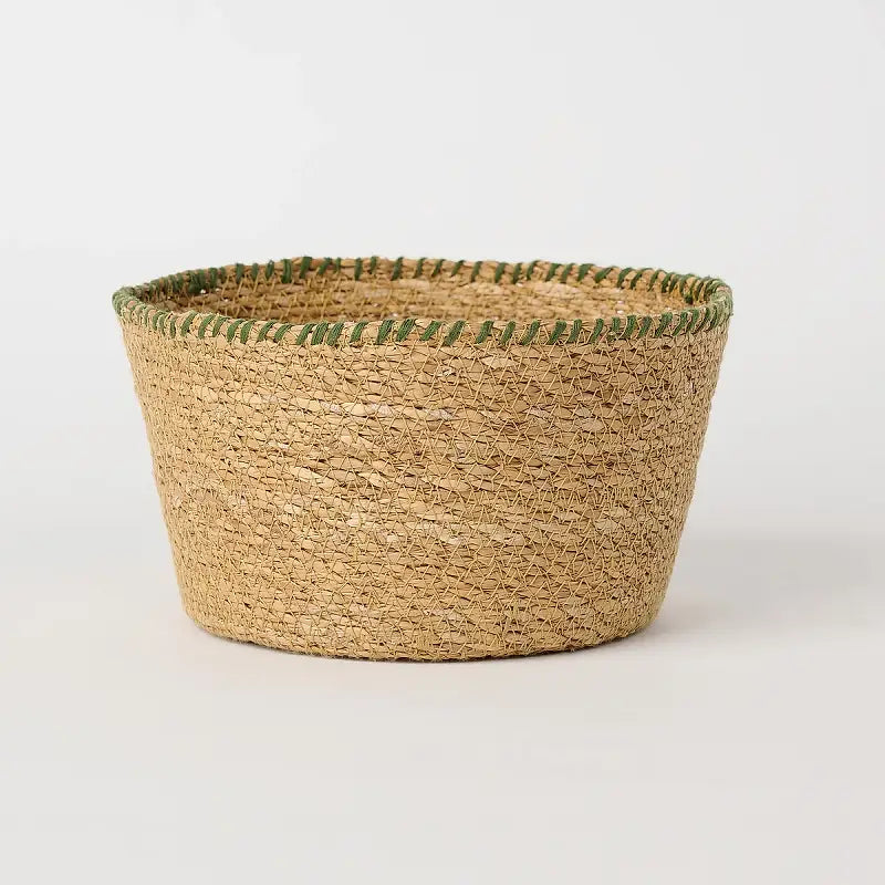 Stitch Green Woven Round Seagrass Basket (Set of 3)