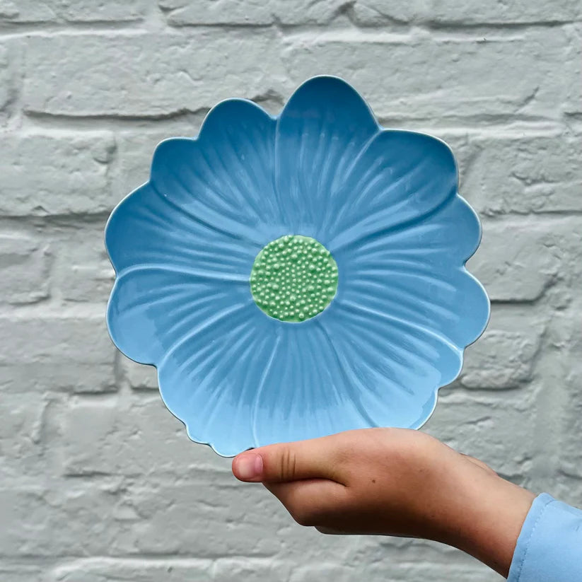 Blue with Green Centre Small Flower Plate