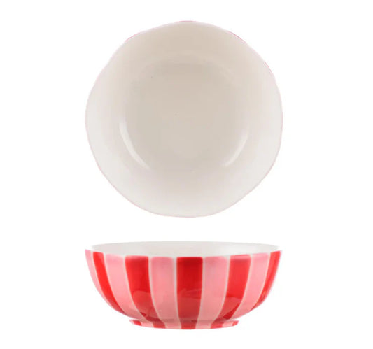 Medium Bowl - Red and Pink Stripe