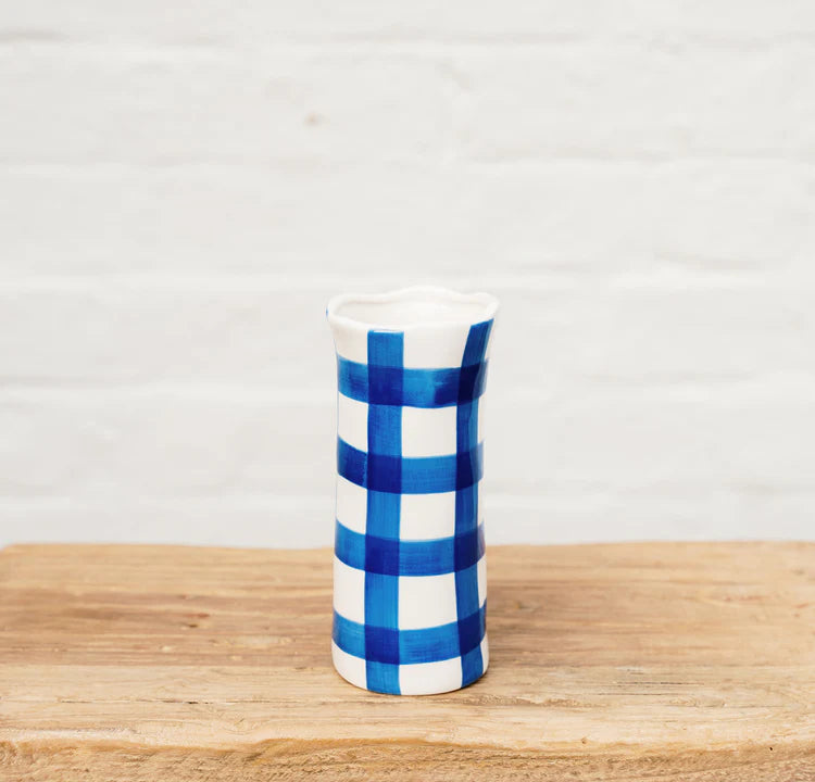 Small Vase - Classic Blue Gingham