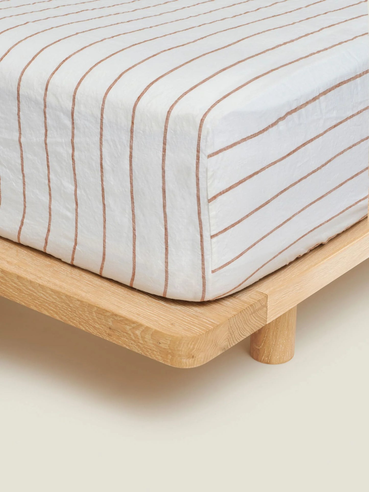 Tobacco Stripes French Linen Fitted Sheet - Queen
