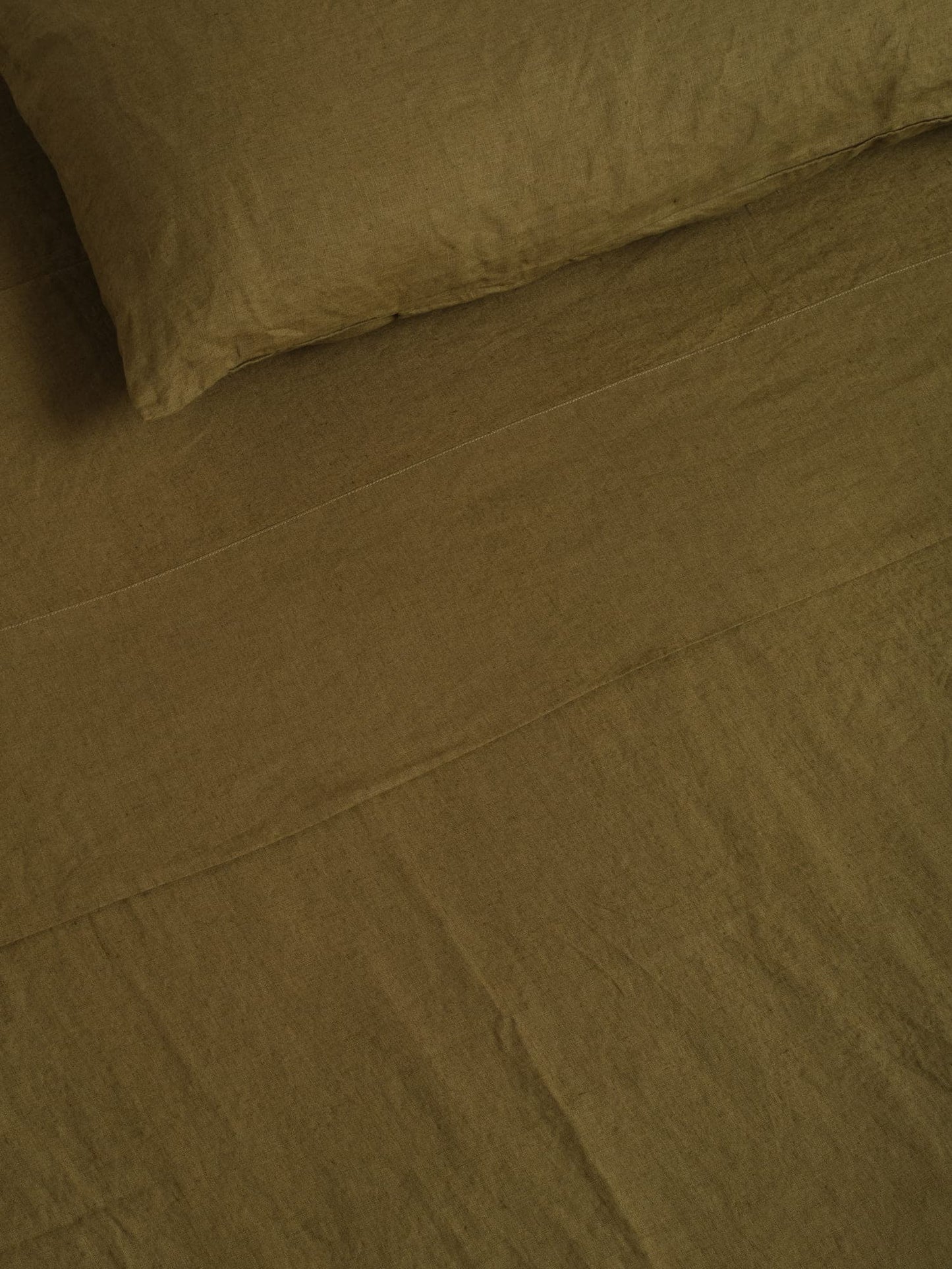 Olive French Linen Fitted Sheet - Queen