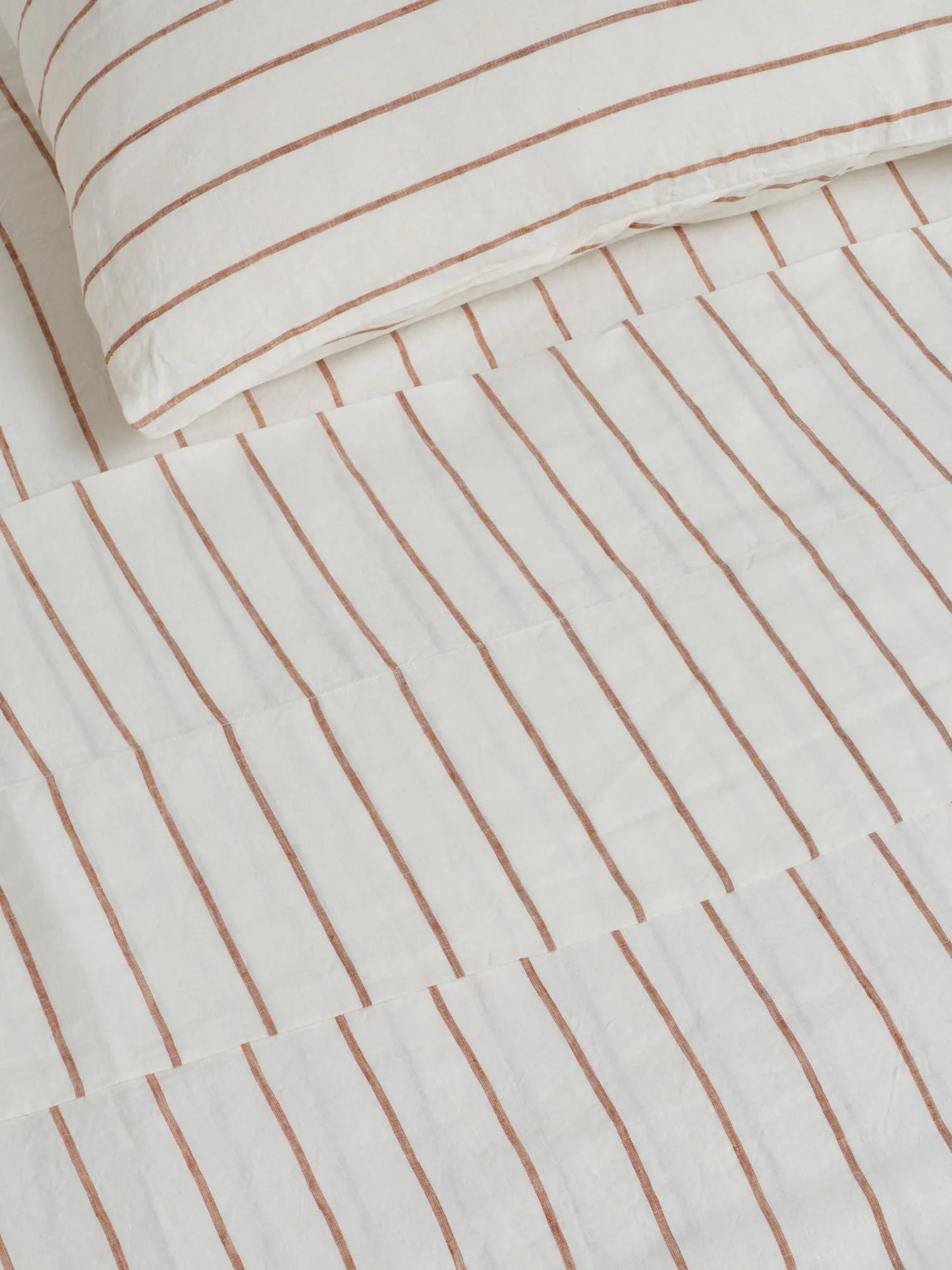 Tobacco Stripes French Linen Flat Sheet - Queen