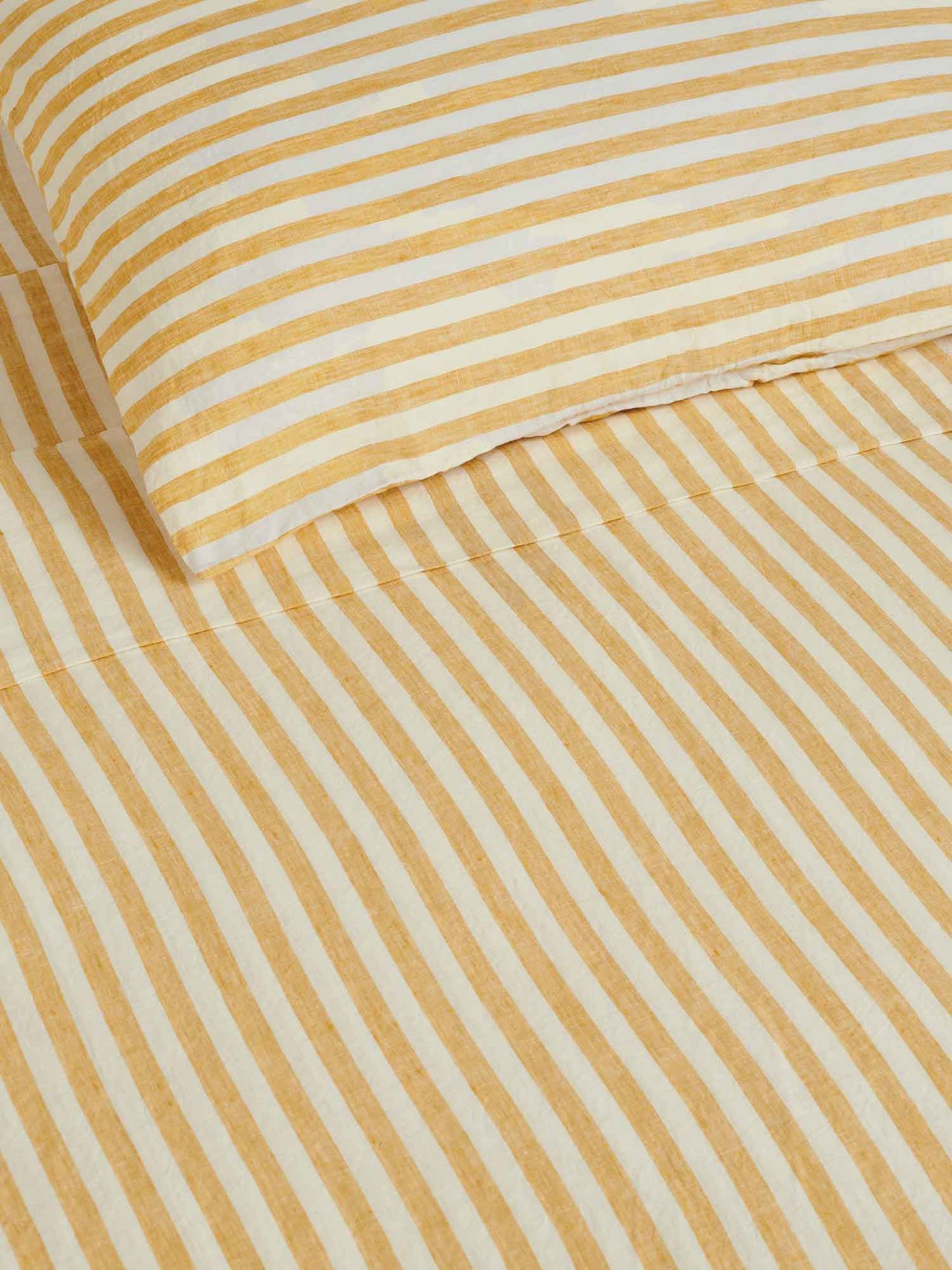Yellow Stripes 100% Pure Linen Pillowcase Set (2P)