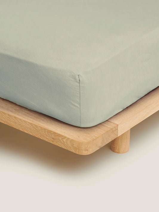 Sage French Linen Fitted Sheet - King