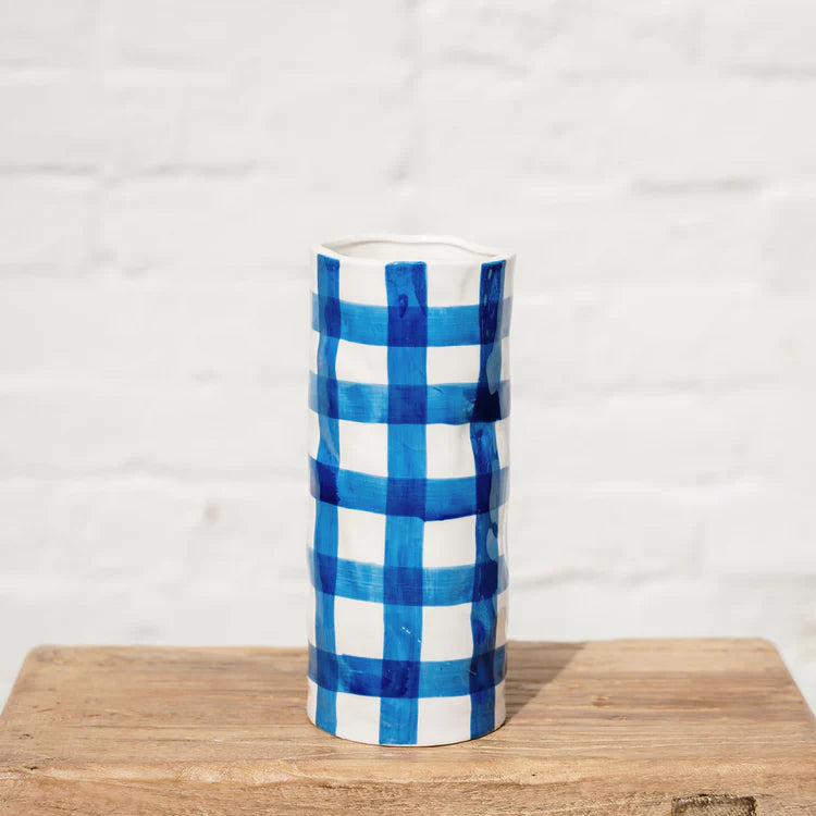 Medium Vase - Classic Blue Gingham