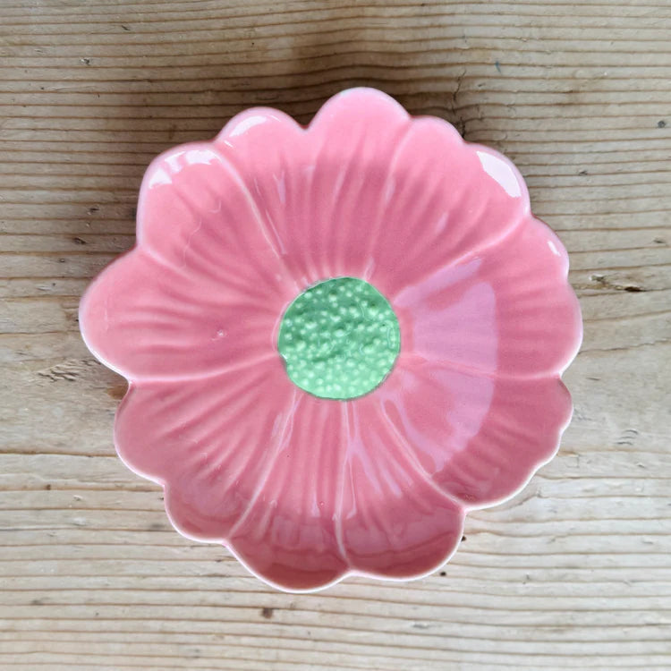 Flower Trinket Dish - Pink with Green Centre