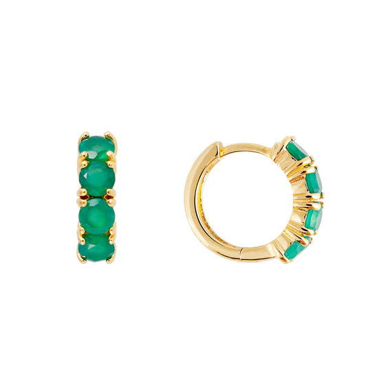 Green Agate Midi Hoops
