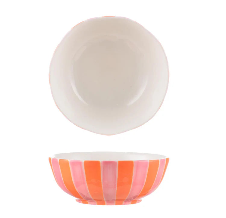 Medium Bowl - Pink and Orange Stripe