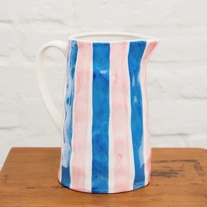 Blue & Pink Stripe Medium Jug