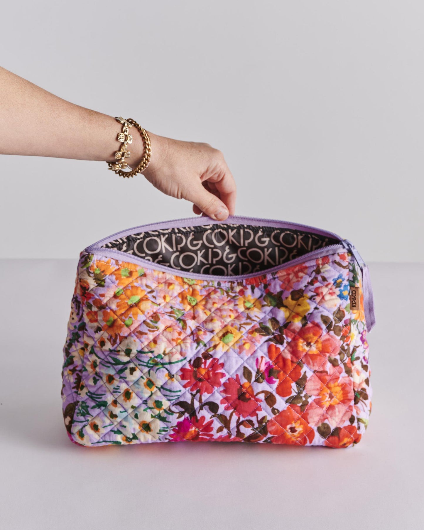Forever Floral Lilac Quilted Cotton Toiletry Purse