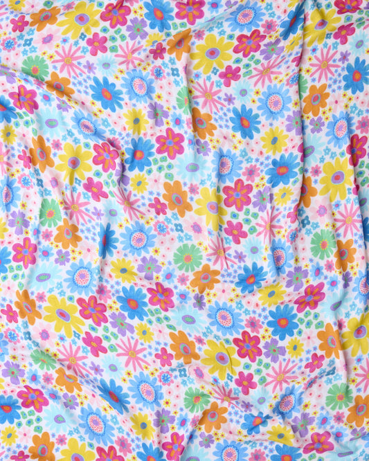 Rainbow Flowers Bamboo Swaddle