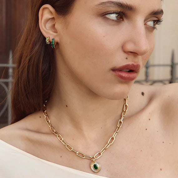 Green Agate Midi Hoops