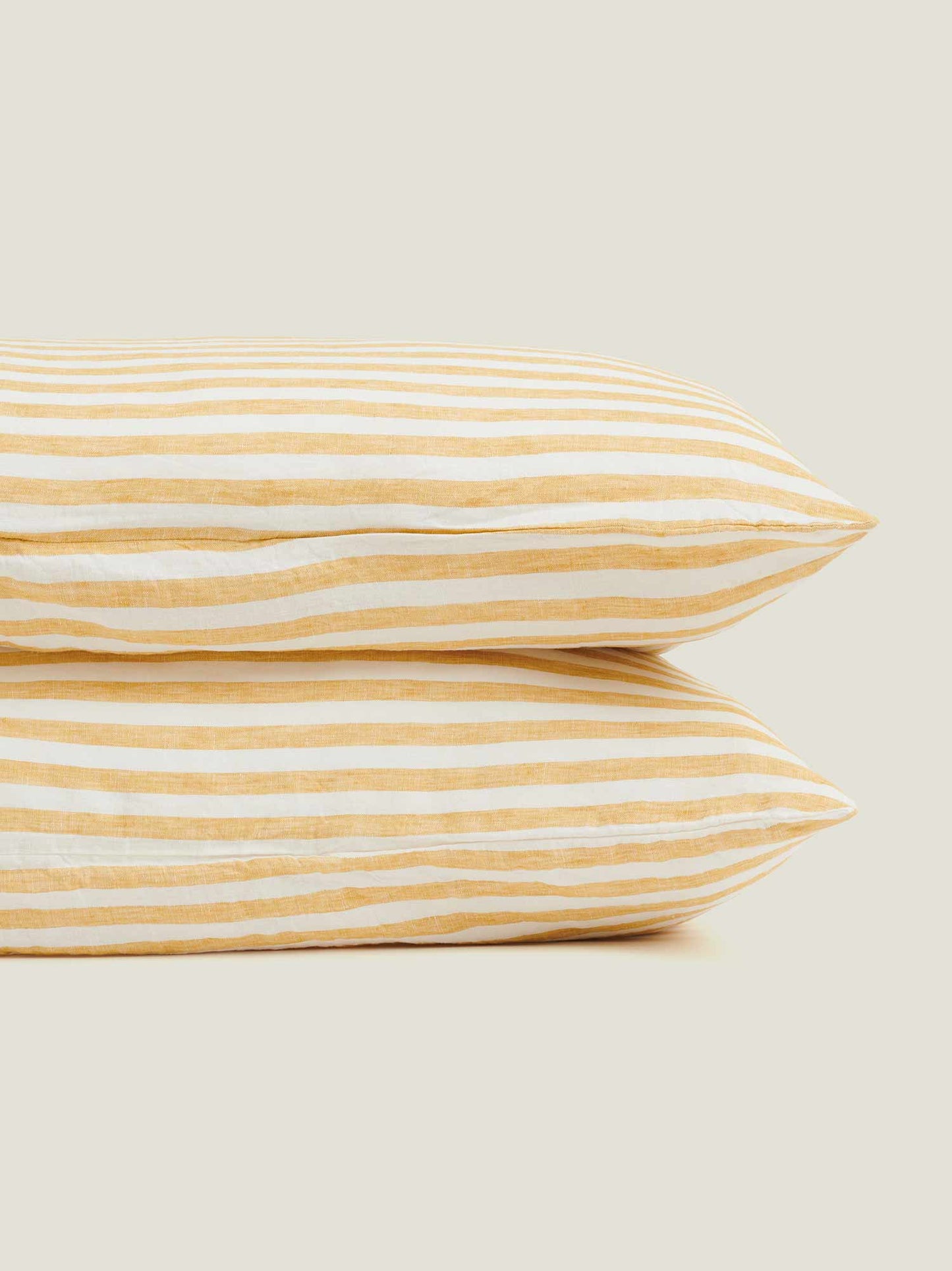 Yellow Stripes 100% Pure Linen Pillowcase Set (2P)