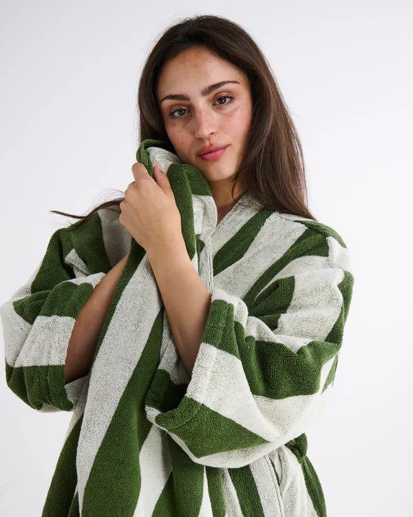 Moss Stripe Terry Bath Sheet / Beach Towel