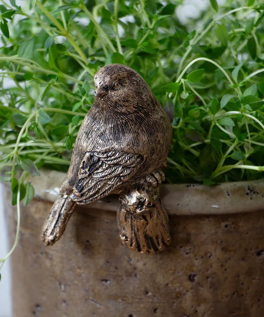 Hanging Bird Decor Gold Tail Down