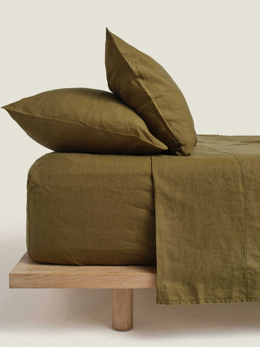 Olive 100% Pure Linen Pillowcase Set (2P)