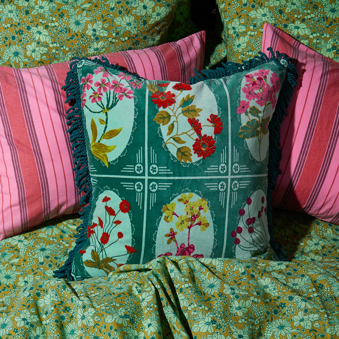 Gigi Velvet Cushion - Forest