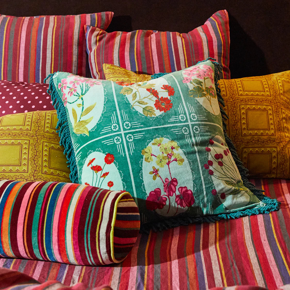 Gigi Velvet Cushion - Forest