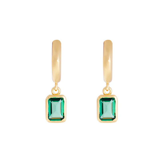 Green Crystal Deco Hoops
