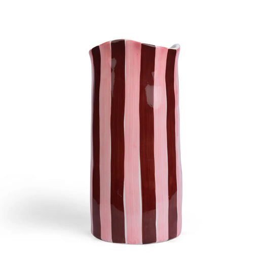 Large Vase - Burgundy and Pink Stripe