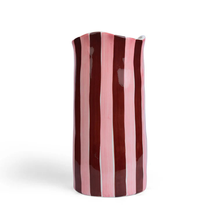 Large Vase - Pink and Burgundy Stripe