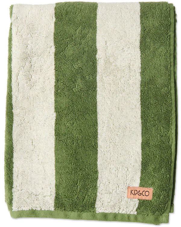 Moss Stripe Terry Bath Sheet / Beach Towel