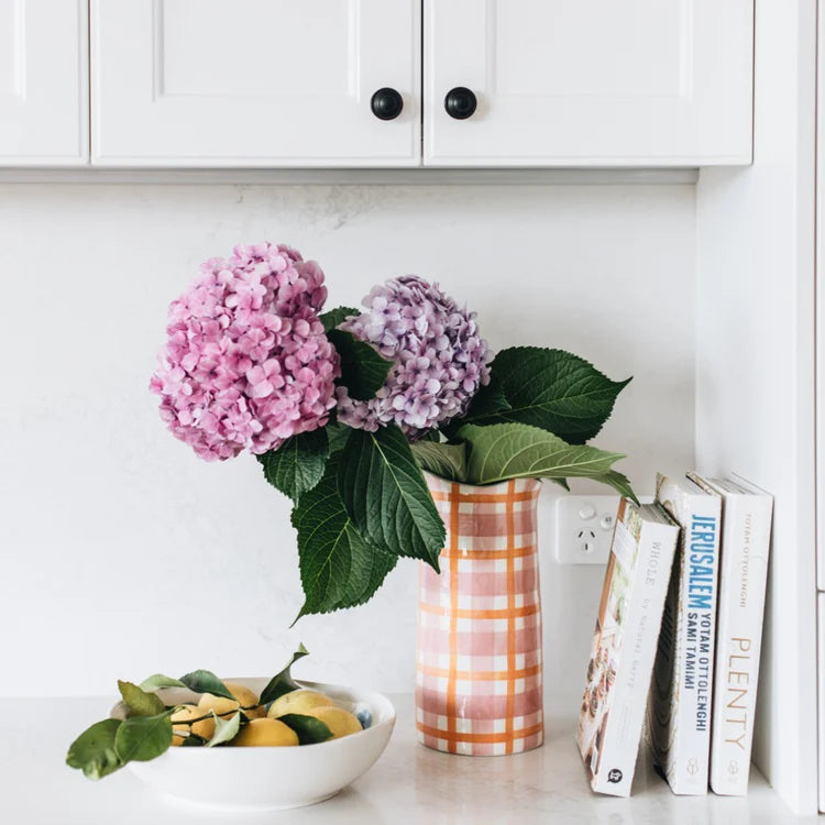 Large Vase - Pink and Orange Gingham