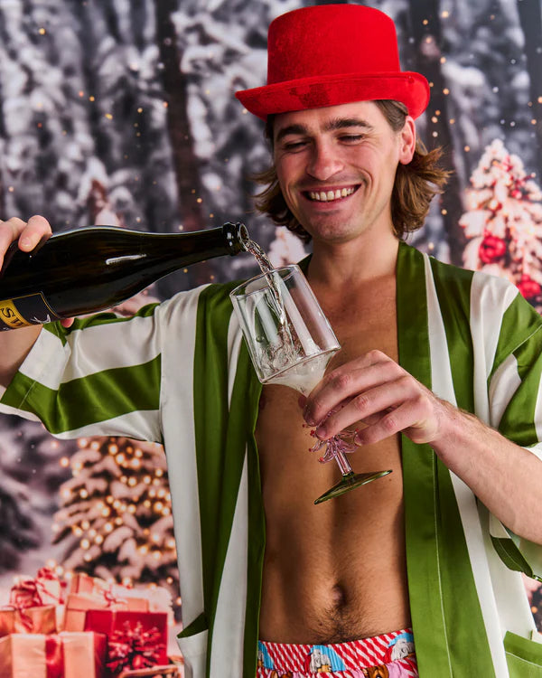 Tickled Pink Christmas Wine Glass 2P Set