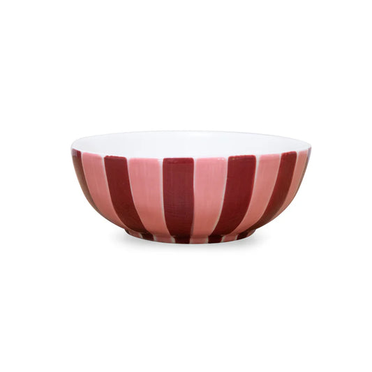 Medium Bowl - Pink and Burgundy Stripe