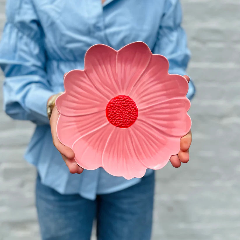Pink with Red Centre Small Flower Plate