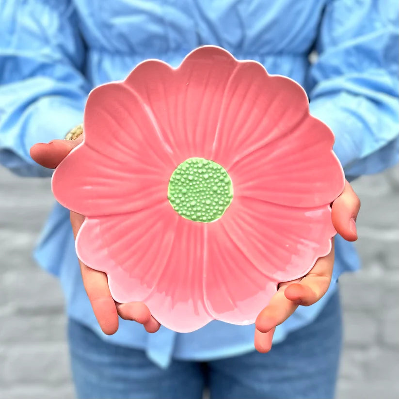 Pink with Green Centre Small Flower Plate