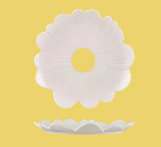 Large Flower Plate with Yellow Centre