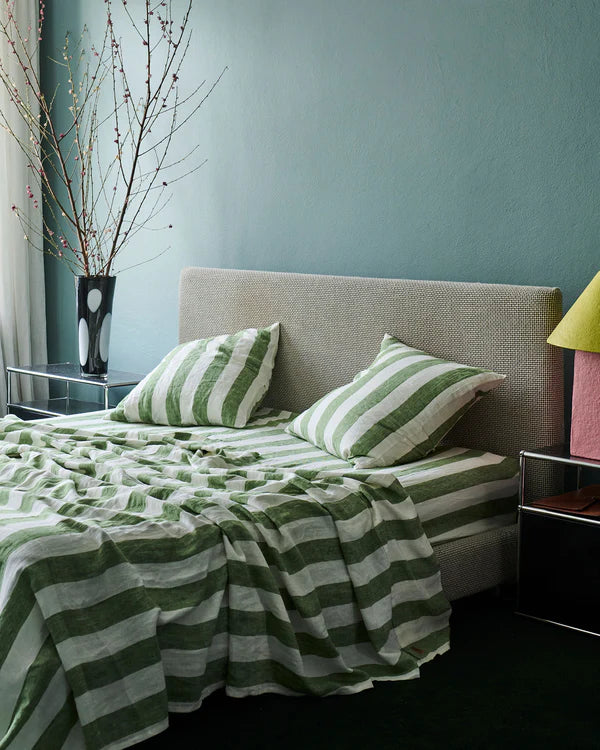 Moss Stripe Linen European Pillowcases (2P)