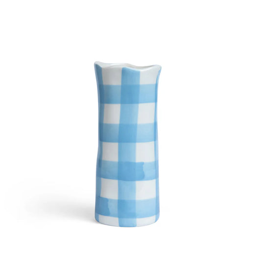 Small Vase - Cornflower Blue Gingham