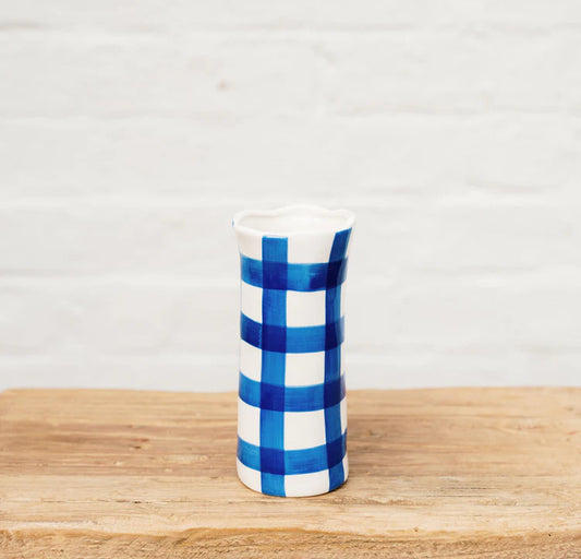 Small Vase - Classic Blue Gingham