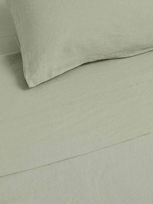Sage French Linen Flat Sheet - King