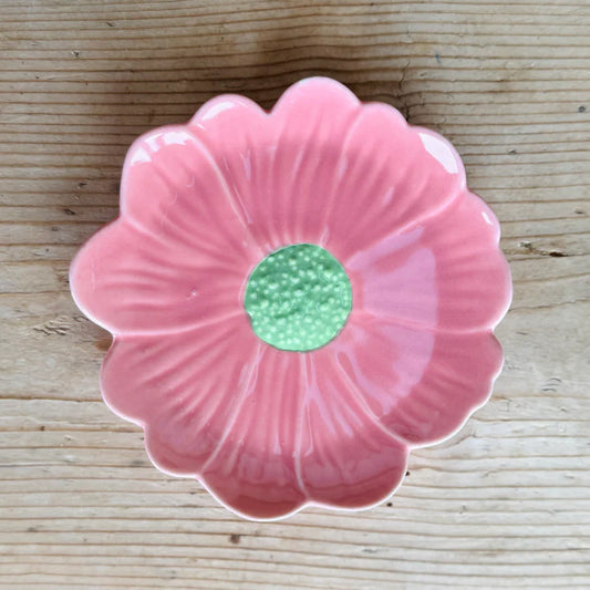Flower Trinket Dish - Pink with Green Centre