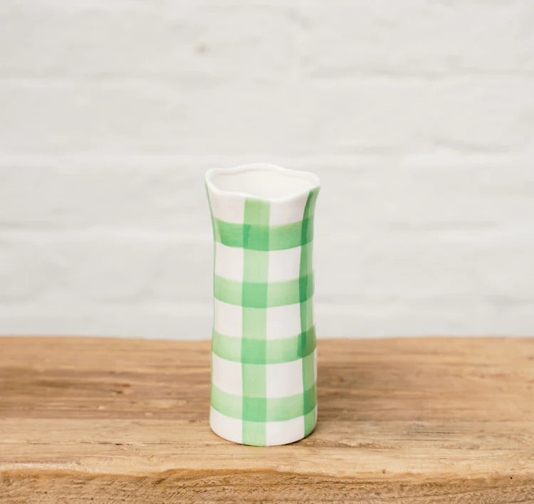 Small Vase - Mint Green Gingham