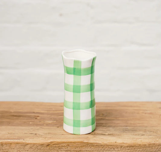 Small Vase - Mint Green Gingham