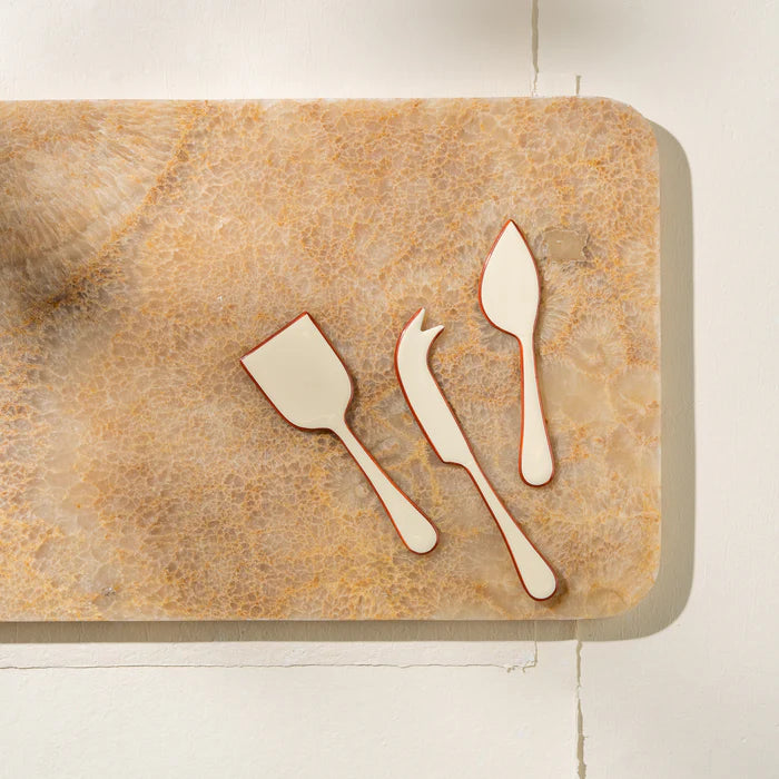 Alder Enamel Cheese Set - Cream