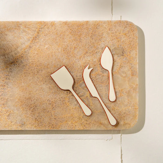 Alder Enamel Cheese Set - Cream