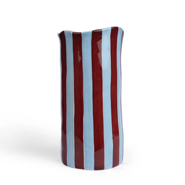 Large Vase - Burgundy and Blue Stripe