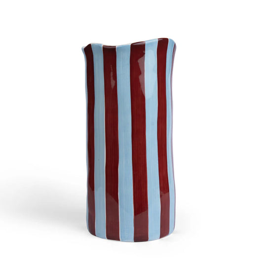 Large Vase - Burgundy and Blue Stripe