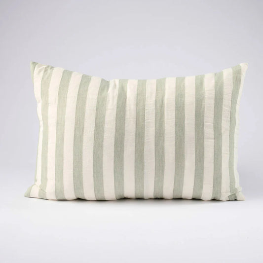 Santi Linen Cushion - Off White/Pistachio Stripe 40x60cm
