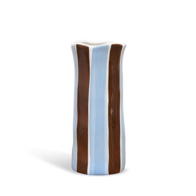 Small Vase - Cornflower Blue and Brown Stripe