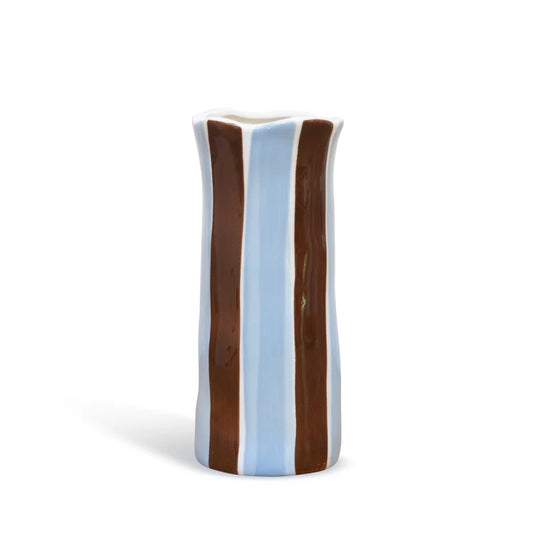 Small Vase - Cornflower Blue and Brown Stripe